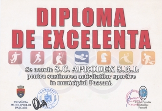 O nouă diplomă de excelenţă pentru S.C. Aprodex Paşcani#1